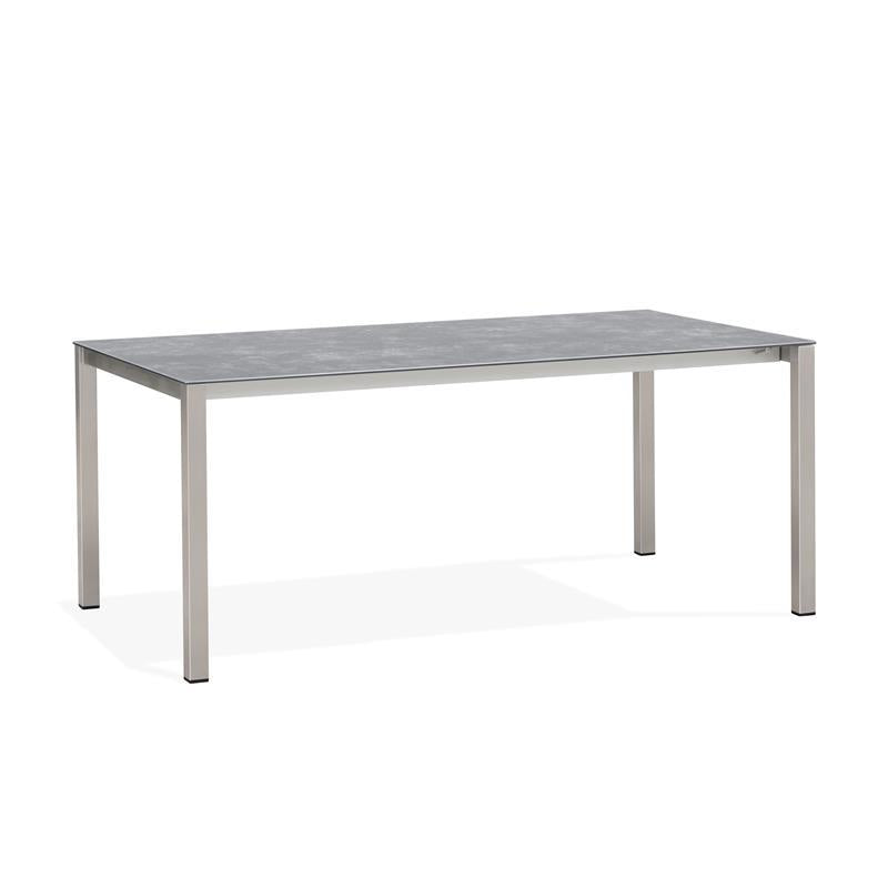 Table extensible frontale rotative Marikk 240/180x99,5 cm plateau en céramique avec structure en acier inoxydable