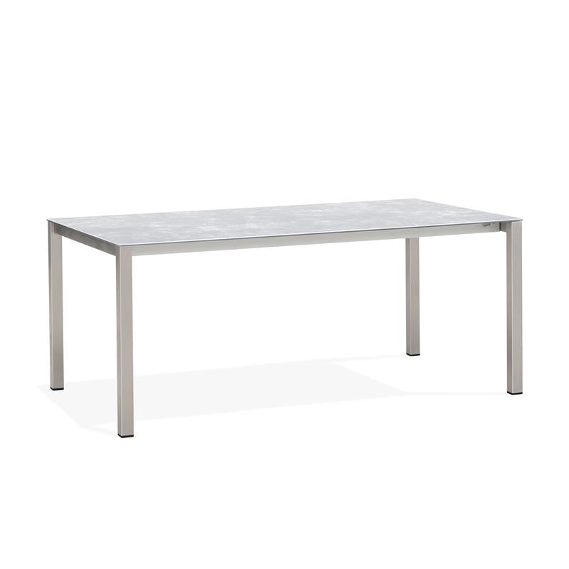 Table extensible frontale rotative Marikk 240/180x99,5 cm plateau en céramique avec structure en acier inoxydable