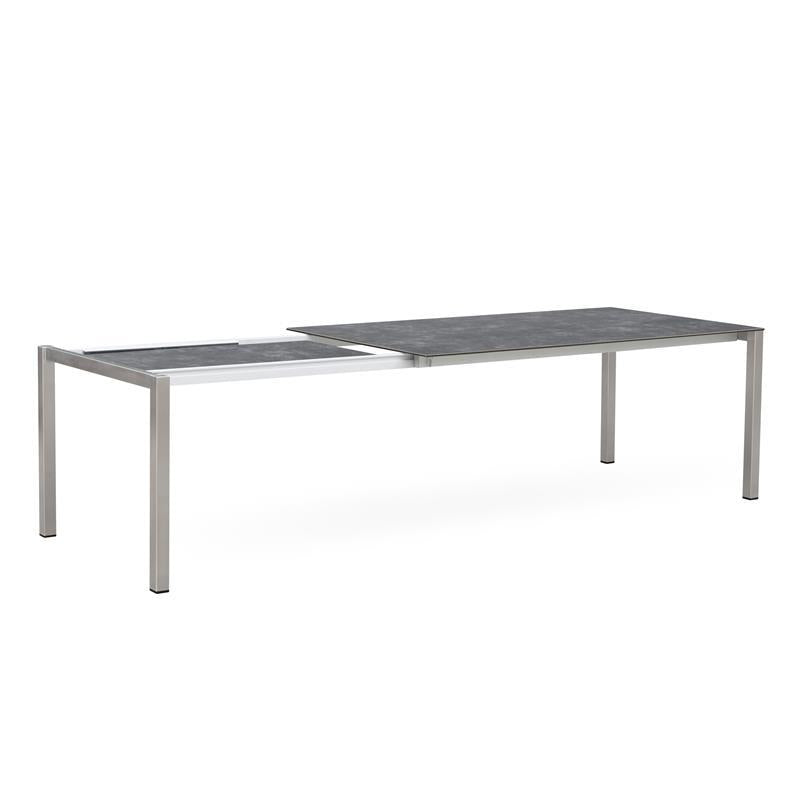 Table extensible frontale rotative Marikk 240/180x99,5 cm plateau en céramique avec structure en acier inoxydable