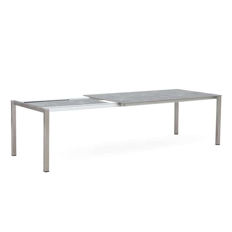 Table extensible frontale rotative Marikk 240/180x99,5 cm plateau en céramique avec structure en acier inoxydable