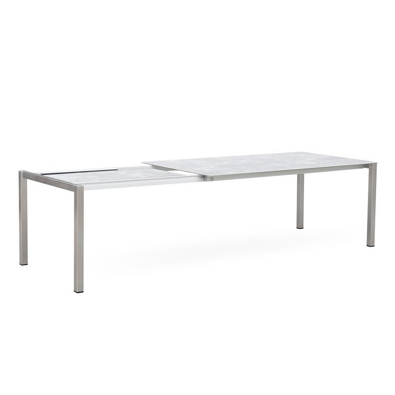 Table extensible frontale rotative Marikk 240/180x99,5 cm plateau en céramique avec structure en acier inoxydable