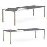 Table extensible frontale rotative Marikk 240/180x99,5 cm plateau en céramique avec structure en acier inoxydable