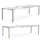 Table extensible frontale rotative Marikk 240/180x99,5 cm plateau en céramique avec structure en acier inoxydable