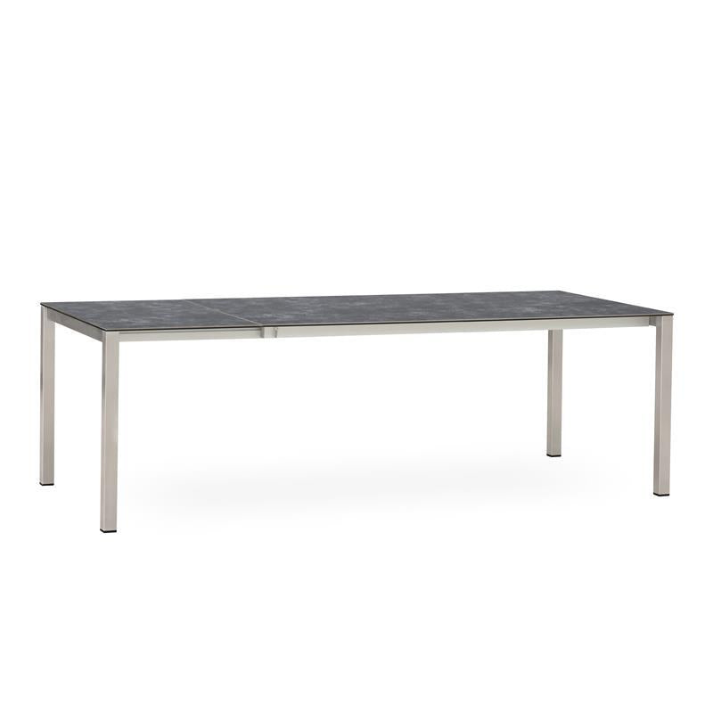 Table extensible frontale rotative Marikk 240/180x99,5 cm plateau en céramique avec structure en acier inoxydable