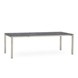 Table extensible frontale rotative Marikk 240/180x99,5 cm plateau en céramique avec structure en acier inoxydable