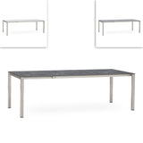 Table extensible frontale rotative Marikk 240/180x99,5 cm plateau en céramique avec structure en acier inoxydable