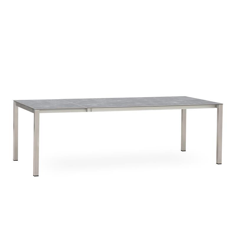 Table extensible frontale rotative Marikk 240/180x99,5 cm plateau en céramique avec structure en acier inoxydable