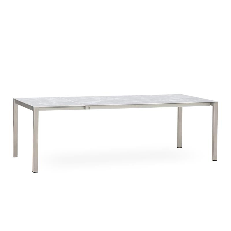 Table extensible frontale rotative Marikk 240/180x99,5 cm plateau en céramique avec structure en acier inoxydable