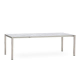 Table extensible frontale rotative Marikk 240/180x99,5 cm plateau en céramique avec structure en acier inoxydable