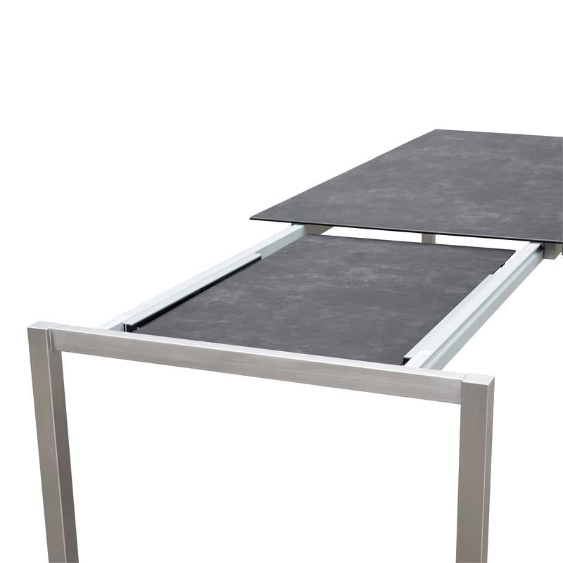 Table extensible frontale rotative Marikk 240/180x99,5 cm plateau en céramique avec structure en acier inoxydable