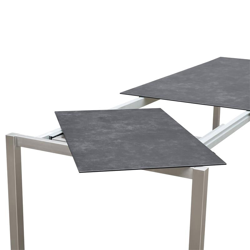 Table extensible frontale rotative Marikk 240/180x99,5 cm plateau en céramique avec structure en acier inoxydable