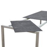 Table extensible frontale rotative Marikk 240/180x99,5 cm plateau en céramique avec structure en acier inoxydable