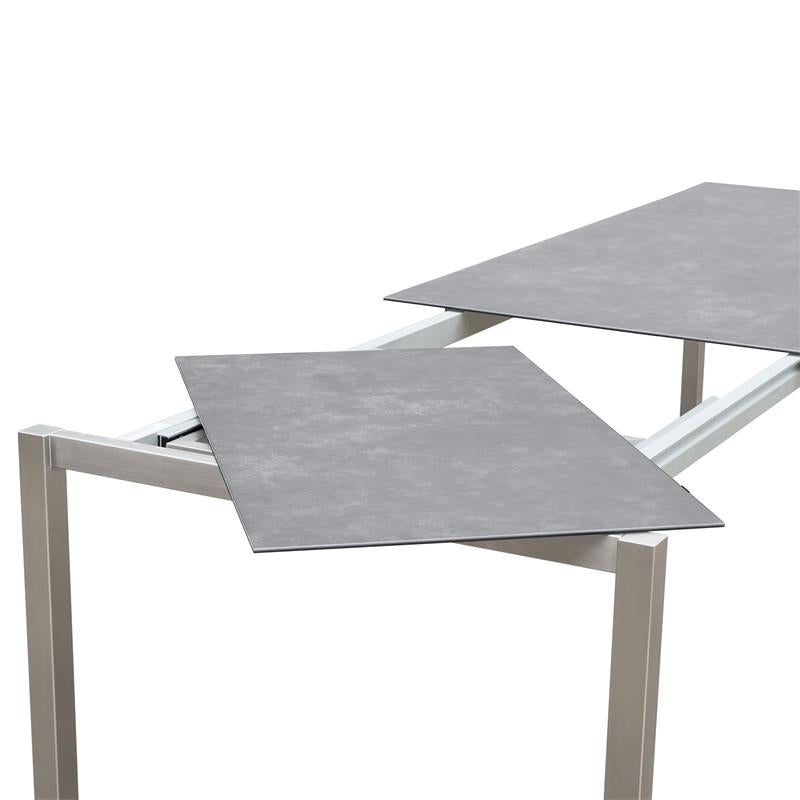 Table extensible frontale rotative Marikk 240/180x99,5 cm plateau en céramique avec structure en acier inoxydable