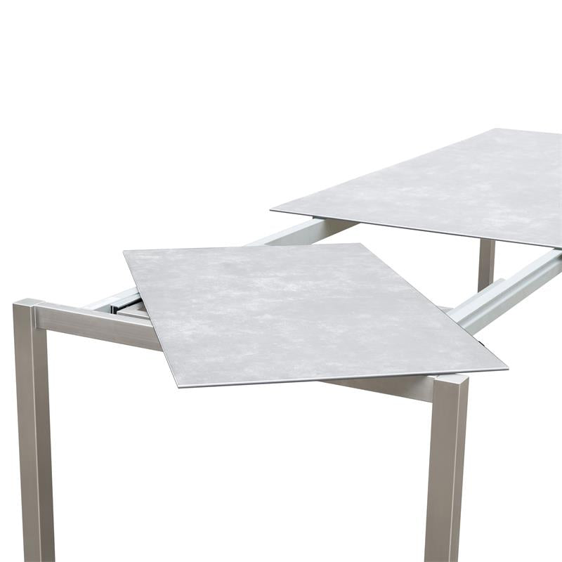 Table extensible frontale rotative Marikk 240/180x99,5 cm plateau en céramique avec structure en acier inoxydable
