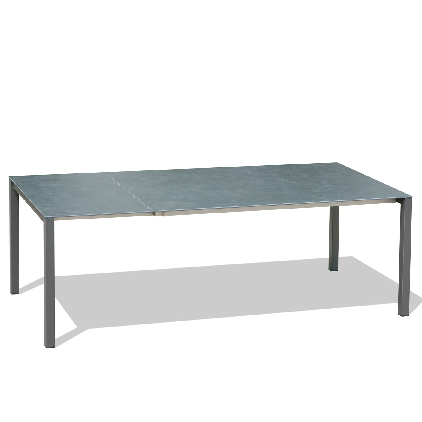 Marikk Rotations-Frontausziehtisch 220/160x99,5 cm Keramikplatte + Edelstahl pulverbeschichtet+Rollen