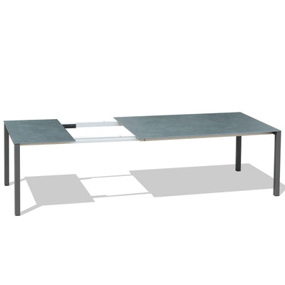 Marikk Rotations-Frontausziehtisch 220/160x99,5 cm Keramikplatte + Edelstahl pulverbeschichtet+Rollen