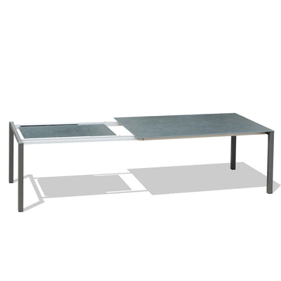 Marikk Rotations-Frontausziehtisch 220/160x99,5 cm Keramikplatte + Edelstahl pulverbeschichtet+Rollen