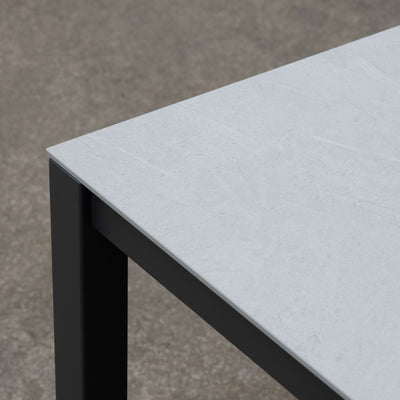 Marikk Rotations-Frontausziehtisch 240/180x99,5 cm Keramikplatte + Edelstahl pulverbeschichtet+Rollen