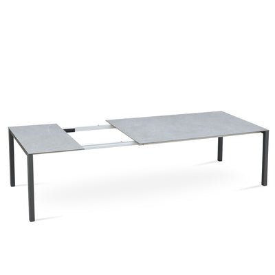 Marikk Rotations-Frontausziehtisch 240/180x99,5 cm Keramikplatte + Edelstahl pulverbeschichtet+Rollen