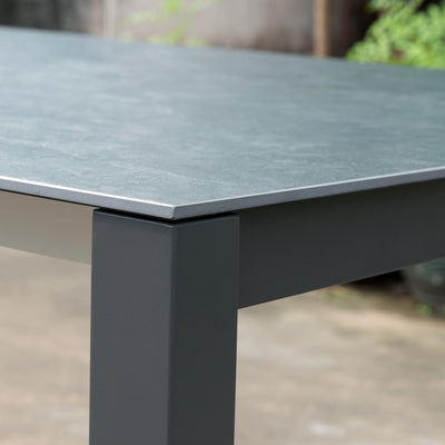 Marikk Rotations-Frontausziehtisch 240/180x99,5 cm Keramikplatte + Edelstahl pulverbeschichtet+Rollen