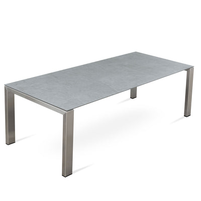 Marikk Deluxe Frontausziehtisch 300/240/180x100cm Keramikplatte mit Edelstahlgestell und Rollen