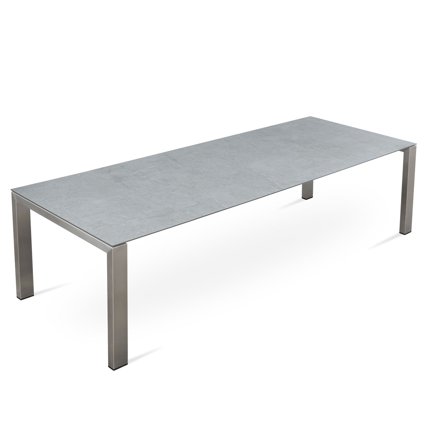 Marikk Deluxe Frontausziehtisch 300/240/180x100cm Keramikplatte mit Edelstahlgestell und Rollen