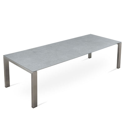 Marikk Deluxe Frontausziehtisch 300/240/180x100cm Keramikplatte mit Edelstahlgestell und Rollen