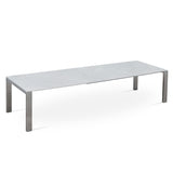 Marikk Deluxe Frontausziehtisch 300/240/180x100cm Keramikplatte mit Edelstahlgestell und Rollen