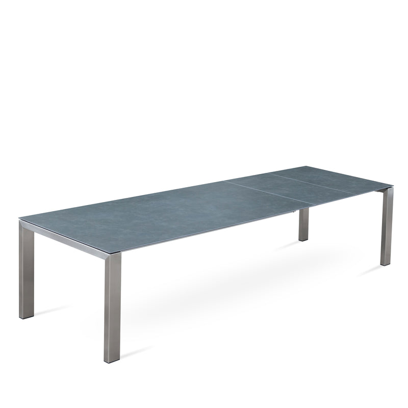 Marikk Deluxe Frontausziehtisch 300/240/180x100cm Keramikplatte mit Edelstahlgestell und Rollen