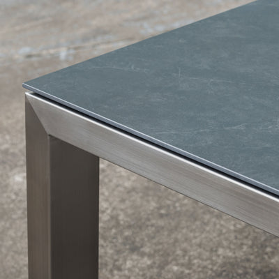 Marikk Deluxe Frontausziehtisch 300/240/180x100cm Keramikplatte mit Edelstahlgestell und Rollen