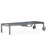 Alzette Liege Prestige - mit Gaslift verstellbar 212 x 72  x 33 cm -  Edelstahl +  Batyline