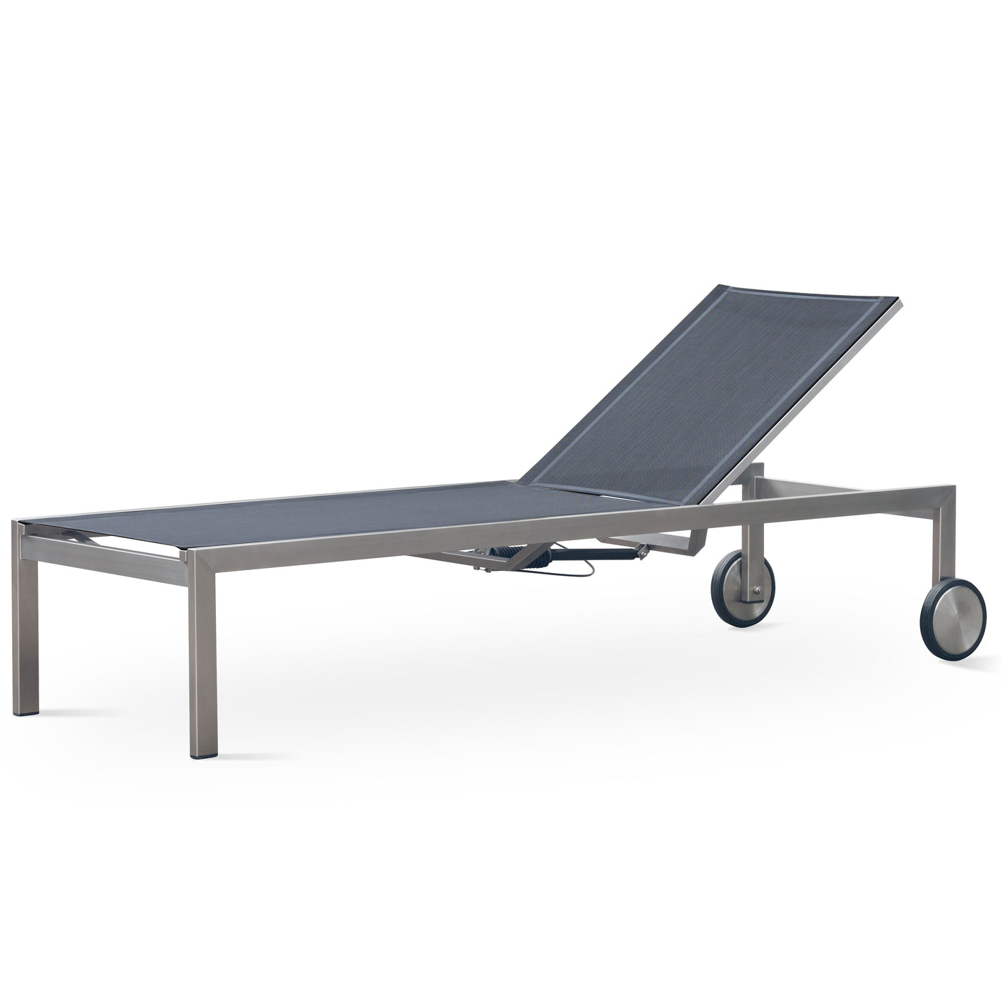 Alzette Liege Prestige - mit Gaslift verstellbar 212 x 72  x 33 cm -  Edelstahl +  Batyline