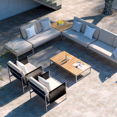 Tabouret Snix Lounge Ottoman 77,5 x 70 x 29 cm - Acier inoxydable, Batyline et corde
