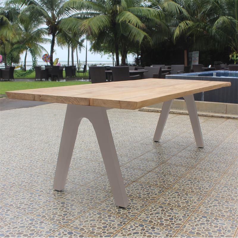 Stor Baumkantentisch 240 x 95-105 x 75,9 cm Teak mit Aluminium- oder Teakgestell
