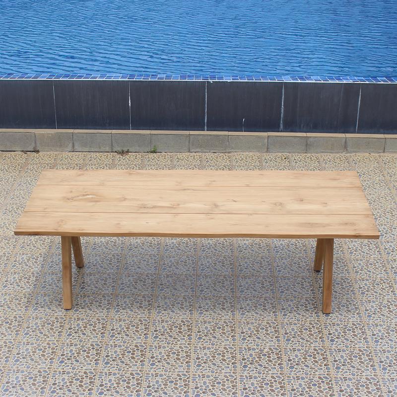 Stor Baumkantentisch 240 x 95-105 x 75,9 cm Teak mit Aluminium- oder Teakgestell