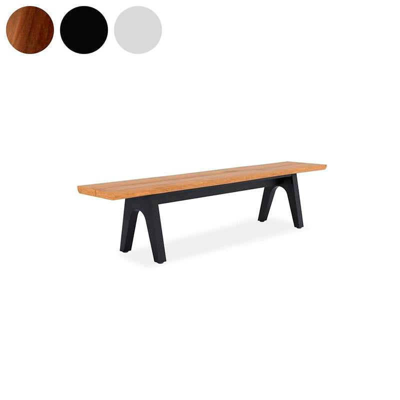 Stor Baumkantenbank 220 x 43-47 x 45 cm Teak mit Aluminium-oder Teakgestell