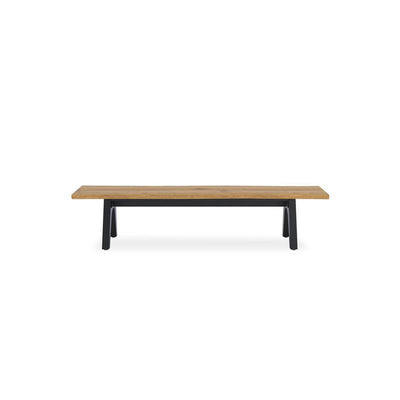 Stor Baumkantenbank 220 x 43-47 x 45 cm Teak mit Aluminium-oder Teakgestell