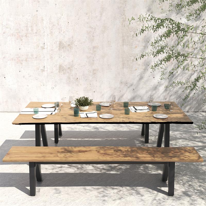 Table Stor Tree Edge 280 x 95-105 x 75,9 cm en teck avec cadre en aluminium ou en teck