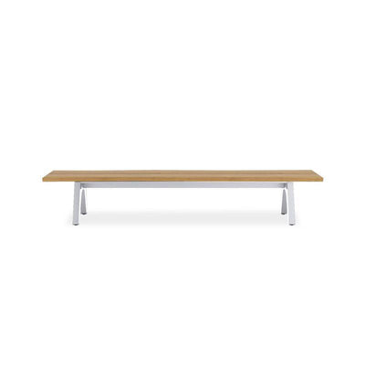 Stor Baumkantenbank 280 x 43-47 x 45 cm Teak mit Aluminium-oder Teakgestell