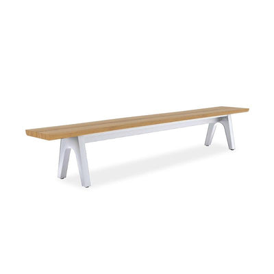 Stor Baumkantenbank 280 x 43-47 x 45 cm Teak mit Aluminium-oder Teakgestell