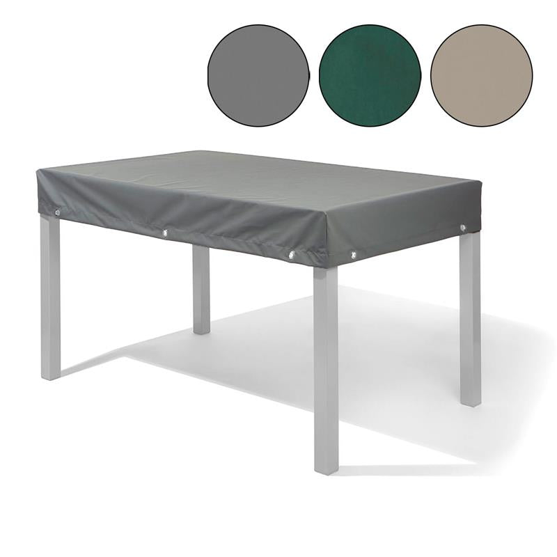 Abdeckung für Tischplatte 240x110 mit 15cm Abhang mit Saum und Ösen, Ösen ca. 10 cm neben der Ecke