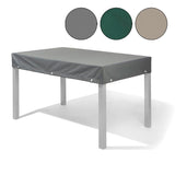 Abdeckung für Tischplatte 240x110 mit 15cm Abhang mit Saum und Ösen, Ösen ca. 10 cm neben der Ecke