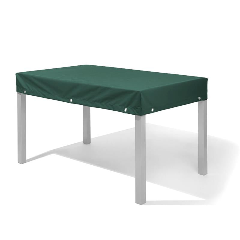 Abdeckung für Tischplatte 240x110 mit 15cm Abhang mit Saum und Ösen, Ösen ca. 10 cm neben der Ecke