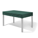 Abdeckung für Tischplatte 240x110 mit 15cm Abhang mit Saum und Ösen, Ösen ca. 10 cm neben der Ecke