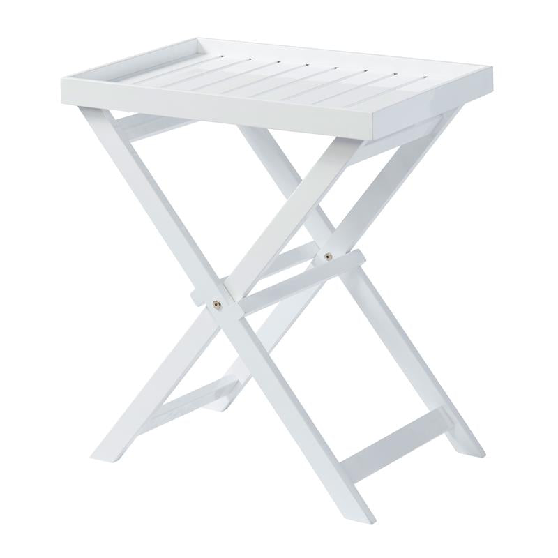 Table plateau York Classic 60 x 40 x 65 cm - Bois d'acajou certifié, laqué blanc brillant