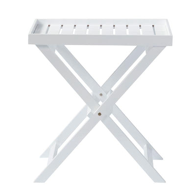 Table plateau York Classic 60 x 40 x 65 cm - Bois d'acajou certifié, laqué blanc brillant
