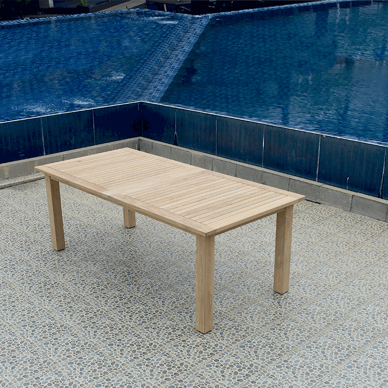 Table double extensible Verdon 320/265/210x100x76 cm - Teck certifié GRADE A + ferrures inox