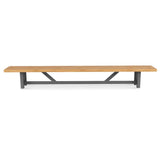 Banc de jardin vigneron sans dossier 300 cm aluminium - teck recyclé avec structure en aluminium
