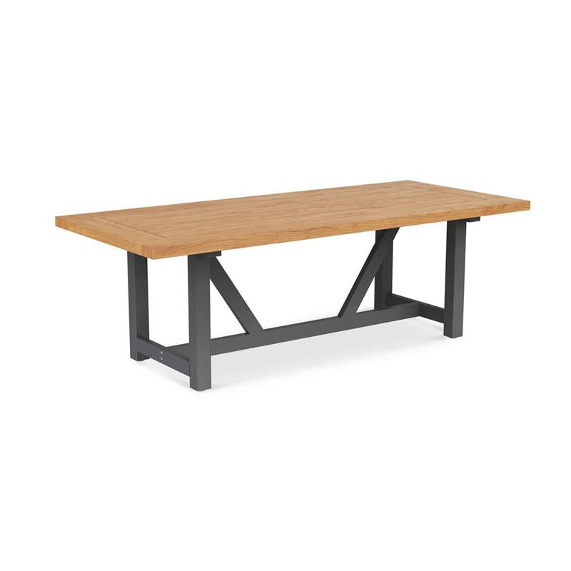 Vineyard dining table 230x100x75cm aluminum - made of recycled teak with aluminum frame. Plate: 5cm