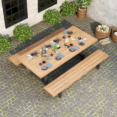Vineyard dining table 230x100x75cm aluminum - made of recycled teak with aluminum frame. Plate: 5cm